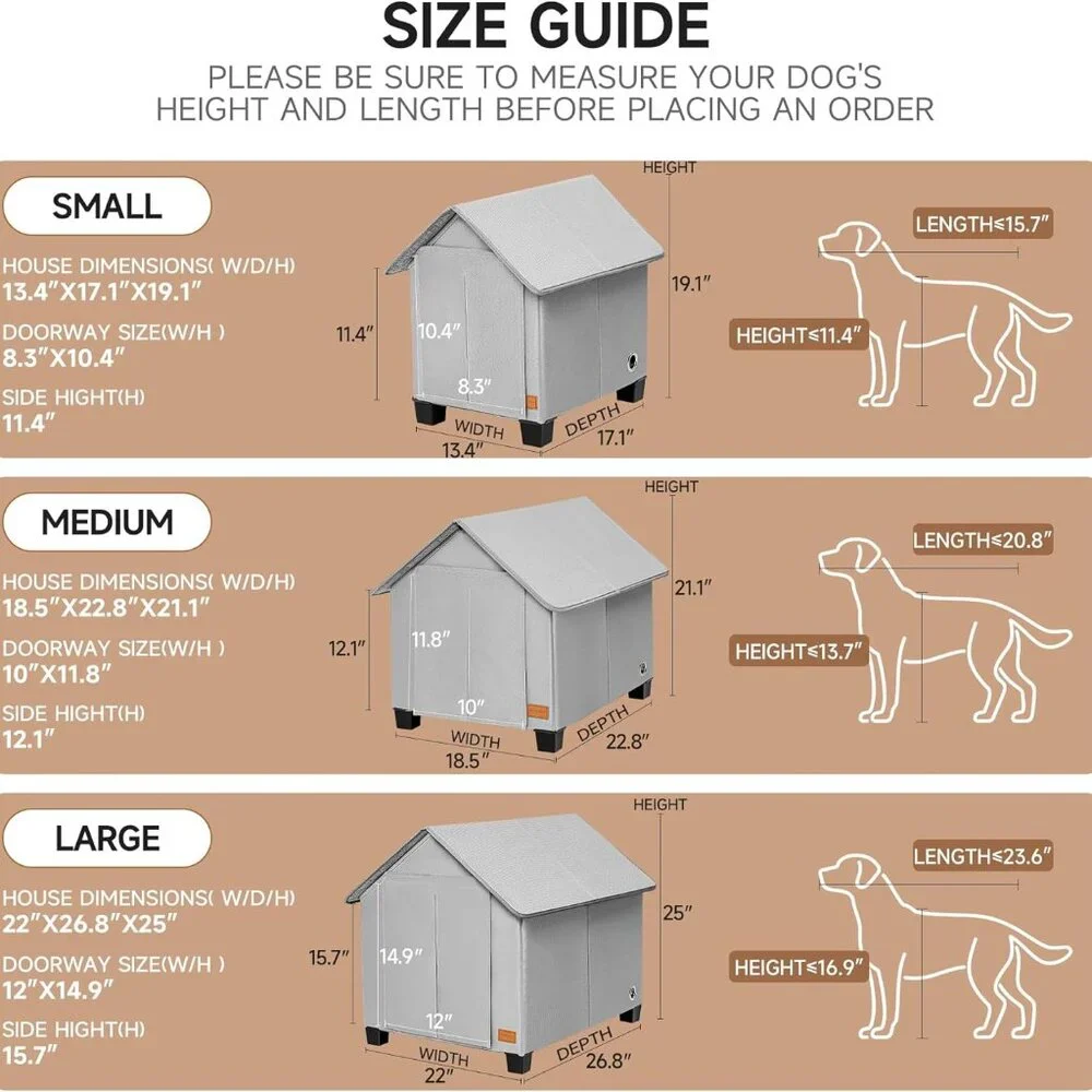 Insulated Dog House Outdoor with Warm Mat and Elevated Feet SMALL